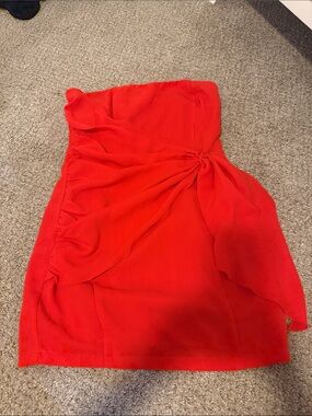 superdown Strapless Red Knot-Detail Mini Dress